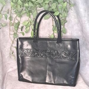 Orvis Vintage Black Leather Tote Bag